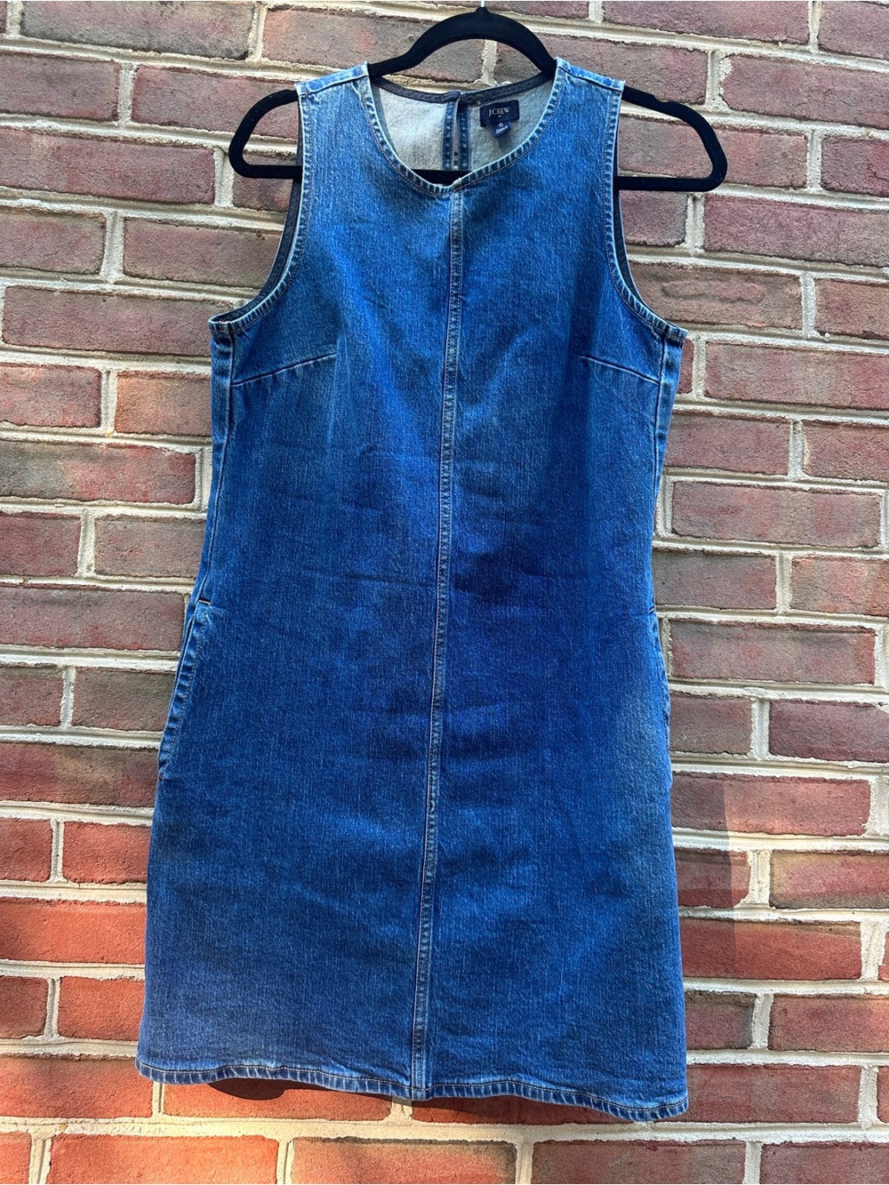 J.Crew Sleeveless Denim Shift Dress Size 6 Dark Wash Pocket